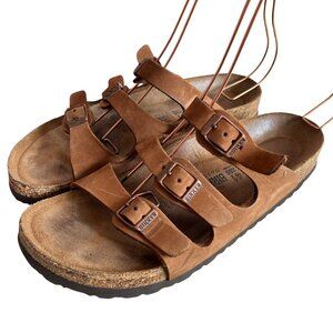 Birkenstock Florida sandals brown leather 3 adjustable straps EU 41 narrow slide